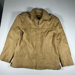 Sergio Vadducci Mens Beige Genuine Leather Long Sleeve Bomber Jacket 3XL NWT